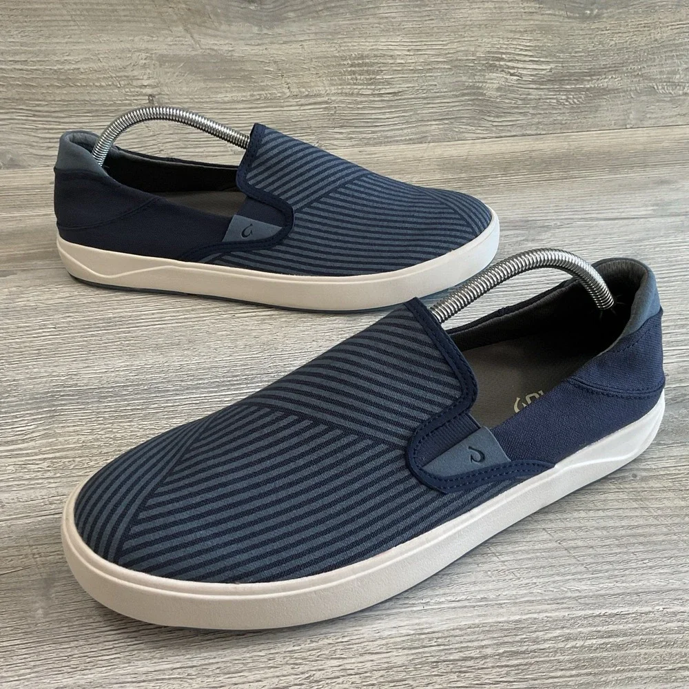 Olukai Mens LAE'AHI LOLE Trench Blue Canvas Slip On Shoes Sneakers Size 11